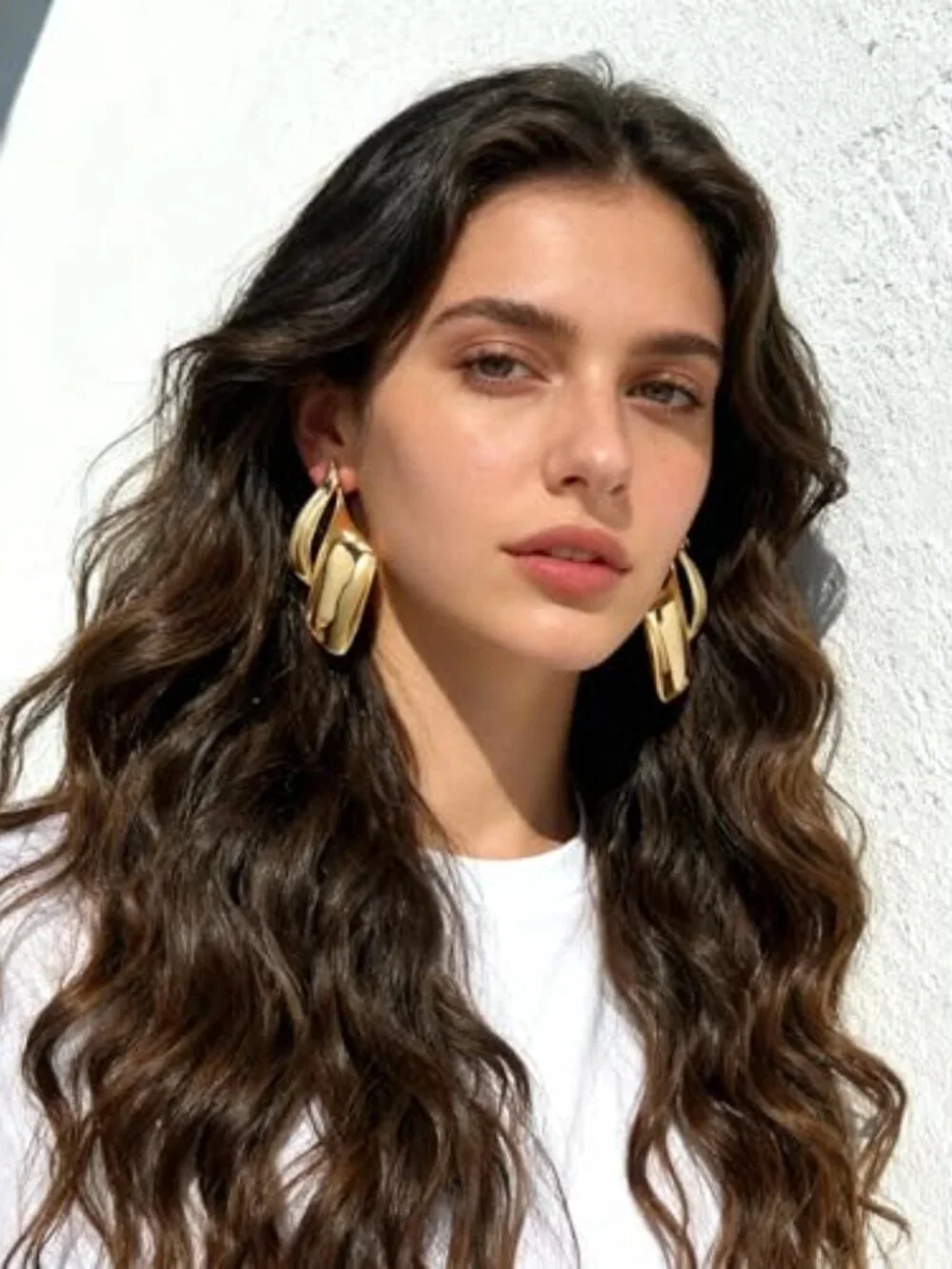 Chunky Gold/Silver Statement Earrings for Women, 14K Gold Plated Big Irregular
